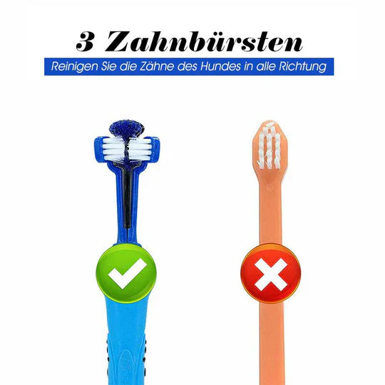 Brosse à dents chien 3 têtes. Soins dentaires optimaux. Nettoyage efficace, haleine fraîche.