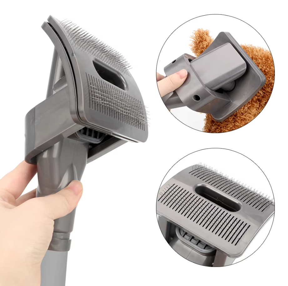 Brosse aspirateur pour animaux.  Toilettage facile et rapide.  Élimine poils et saletés. Pelage propre et brillant.