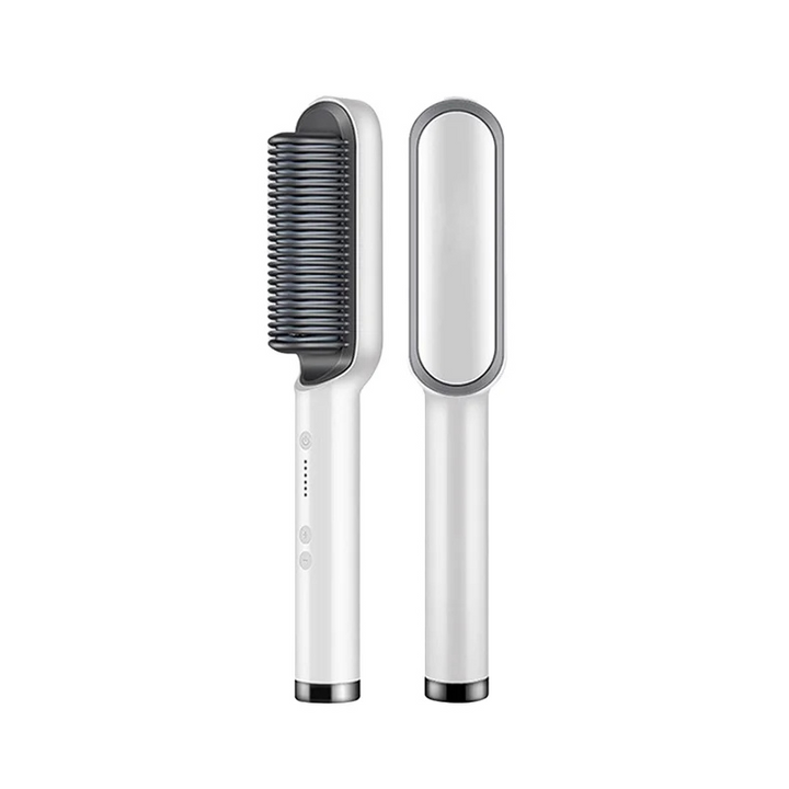 Brosse lissante chauffante. Cheveux lisses, rapides et faciles. Design ergonomique.