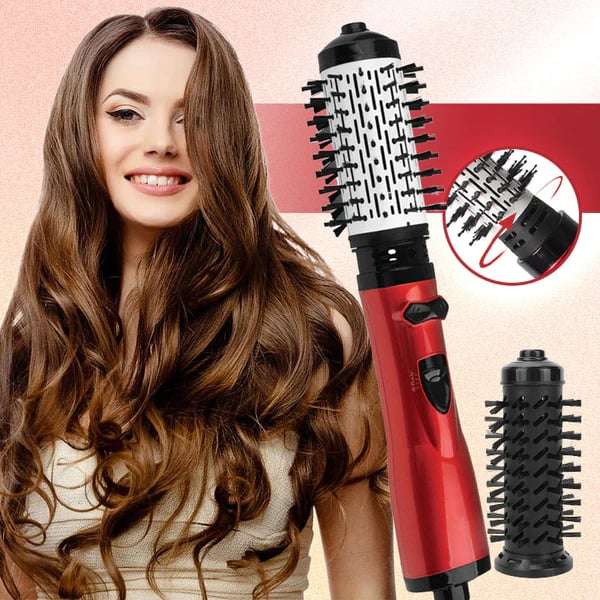 "Brosse sèche-cheveux rotative 2-en-1 pour volume et lissage, barillet rotatif, idéale pour coiffure rapide et sans effort."