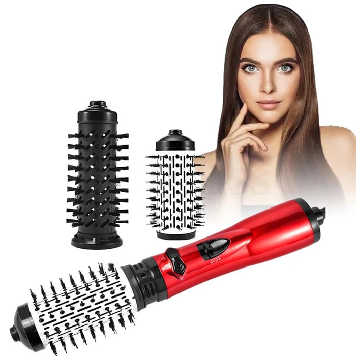 "Brosse sèche-cheveux rotative 2-en-1 pour volume et lissage, barillet rotatif, idéale pour coiffure rapide et sans effort."