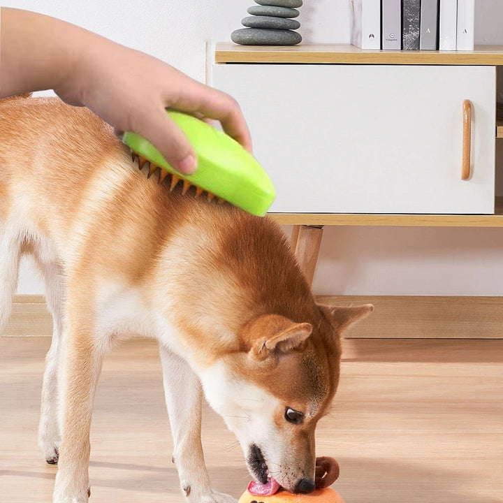 Brosse vapeur chien: soin pelage, massage relaxant, brillance garantie.