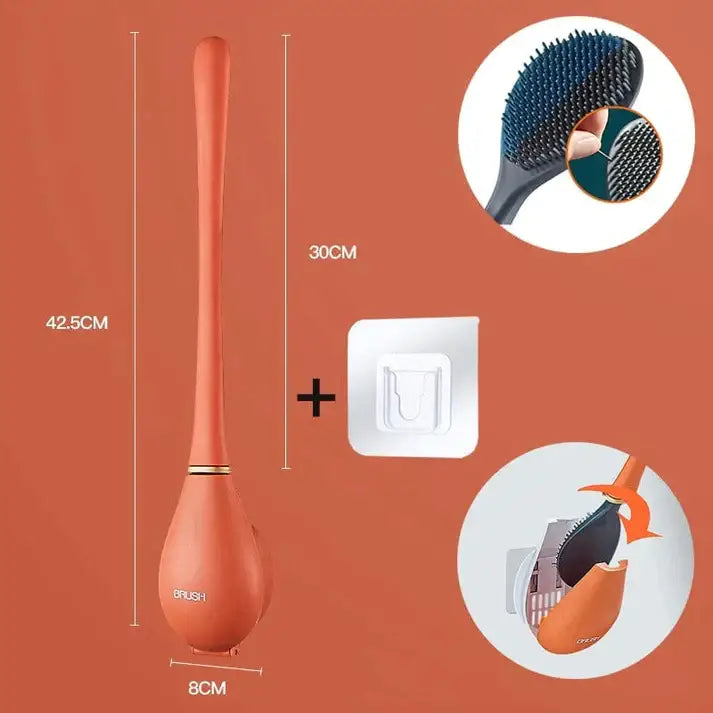 "Brosse WC en silicone SmartBrush, élégante et hygiénique, couleur orange"