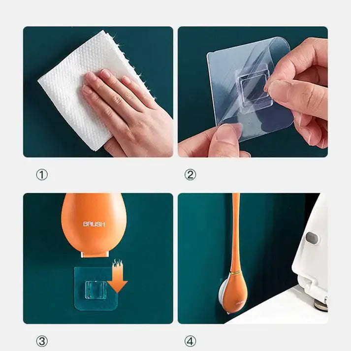 "Brosse WC en silicone SmartBrush, élégante et hygiénique, couleur orange"