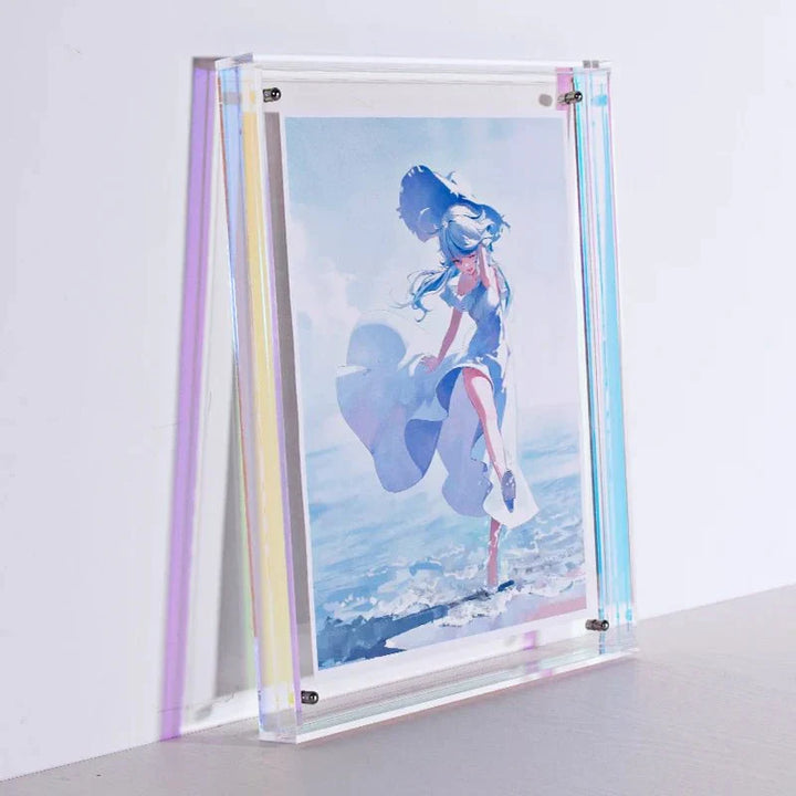 Cadre photo acrylique transparent coloré. Design moderne, élégant.  Parfait pour photos & déco.