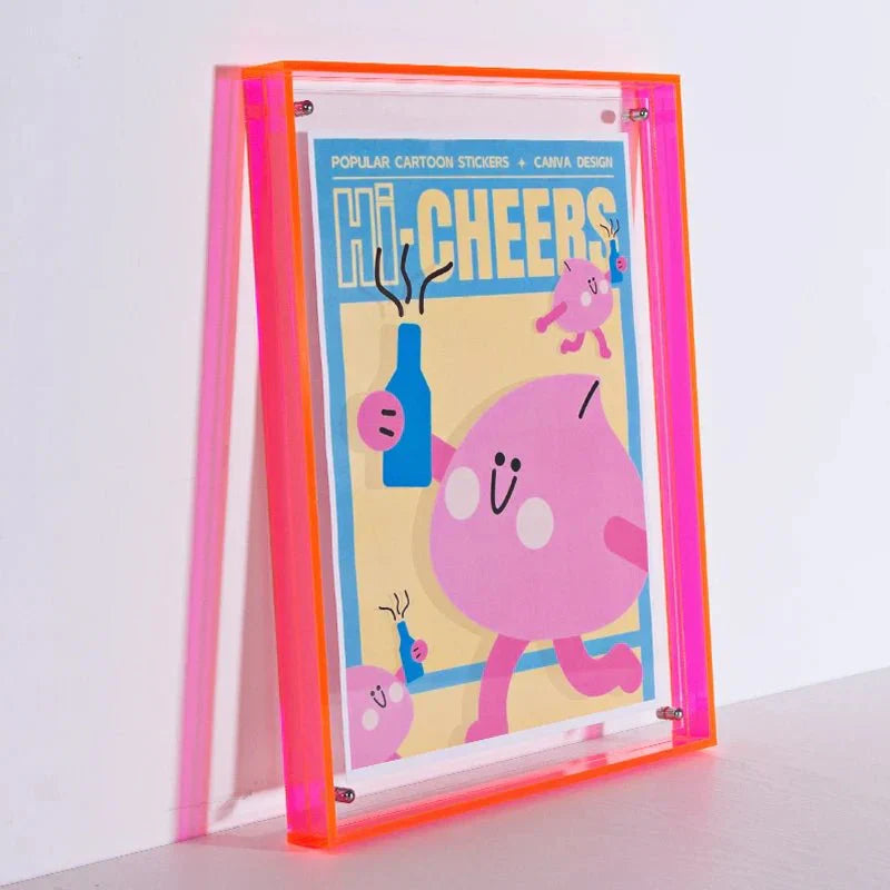 Cadre photo acrylique transparent coloré. Design moderne, élégant.  Parfait pour photos & déco.