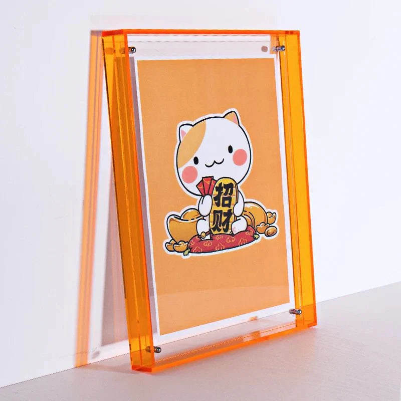 Cadre photo acrylique transparent coloré. Design moderne, élégant.  Parfait pour photos & déco.