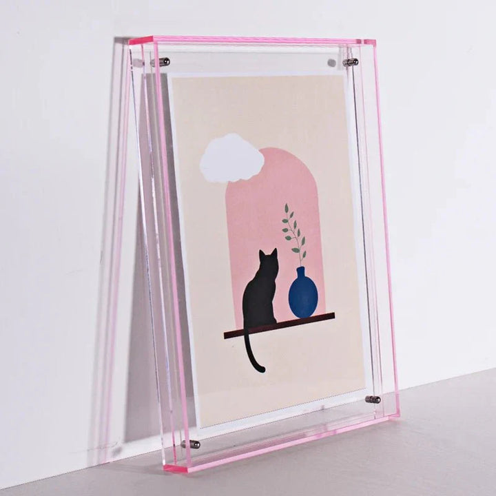 Cadre photo acrylique transparent coloré. Design moderne, élégant.  Parfait pour photos & déco.