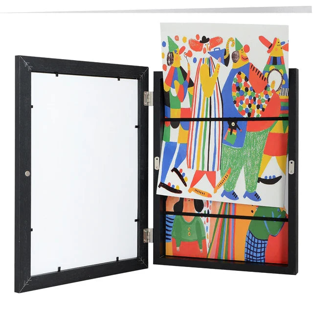 Cadre photo enfant, rangement mural, 150 dessins. Déco enfant, organisation astucieuse.