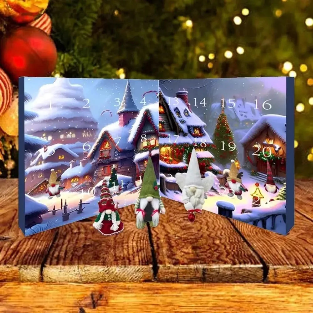 "Calendrier de l'Avent Gnome de Noël coloré, décoratif, motifs de gnomes, ambiance ludique et festive pour la maison."