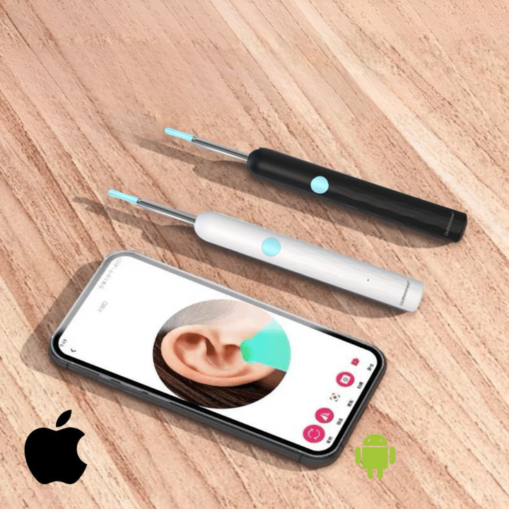 Caméra auriculaire LED HD. Nettoyage oreilles facile et sûr.  Visibilité optimale grâce à 6 LED.