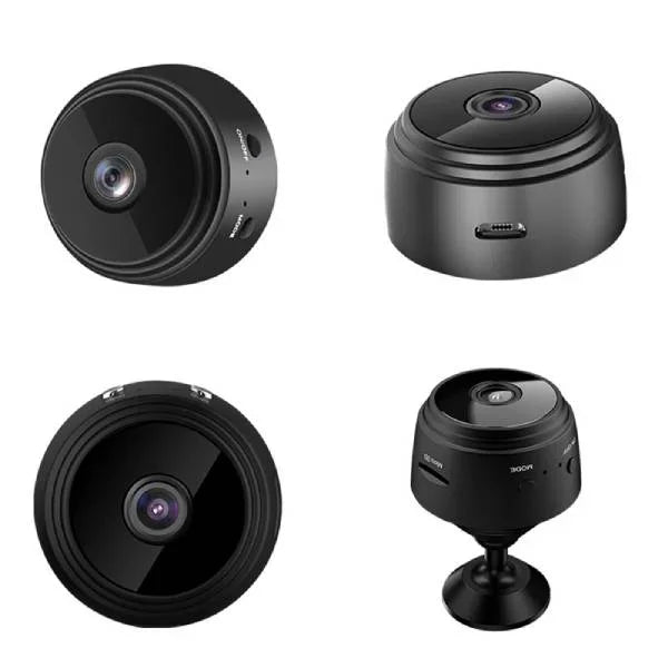 Caméra de recul HD sans fil noire, vision nocturne, montage ajustable, idéale pour sécurité véhicule, connexion smartphone.
