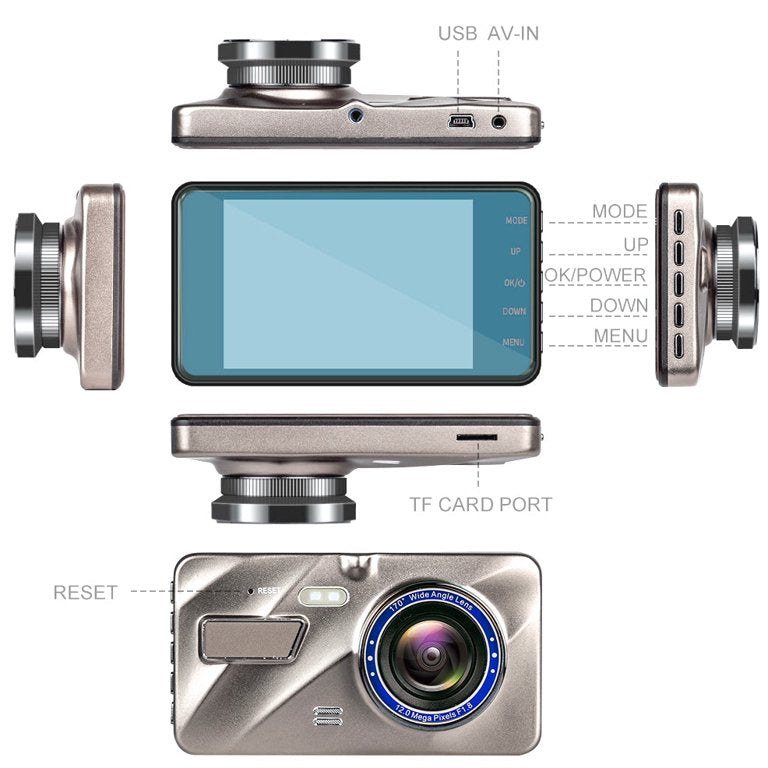 Caméra de tableau de bord HD 1080P sans fil avec vision nocturne et angle large, capture avant et arrière pour sécurité routi