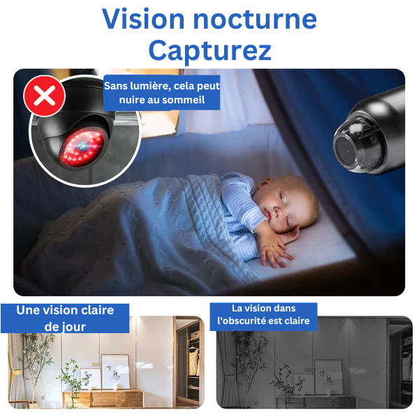 Caméra sécurité enfant HD discrète. Surveillance haute définition, petite taille, vision nocturne.