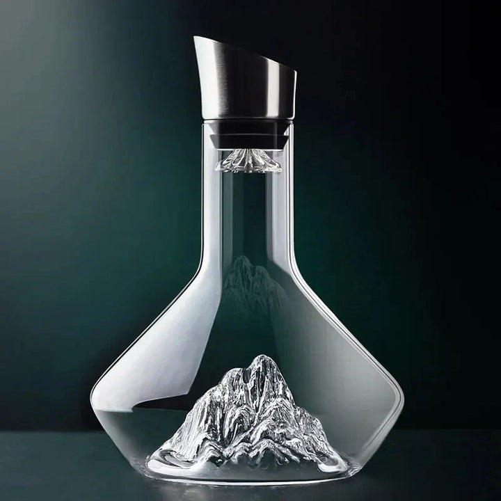 Carafe à vin 1500ml en cristal, design iceberg élégant.  Décanteur transparent pour une dégustation raffinée.