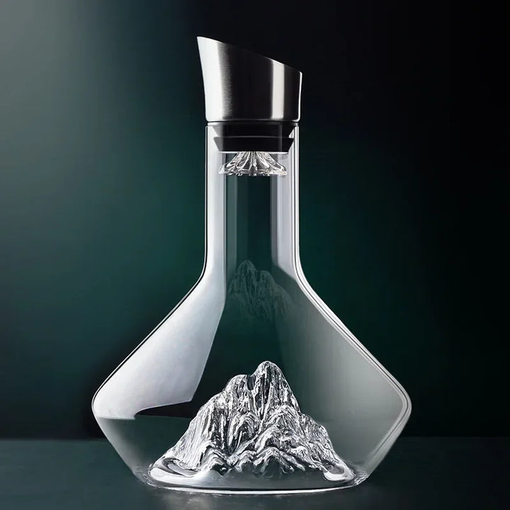 Carafe à vin 1500ml en cristal, design iceberg élégant.  Décanteur transparent pour une dégustation raffinée.