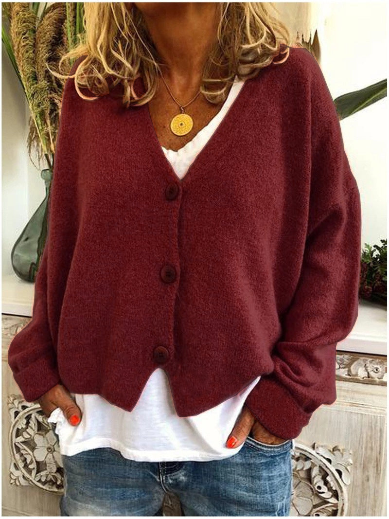 Tricot femme: cardigan boutonné col V, doux au toucher, coupe classique, essentiel garde-robe.