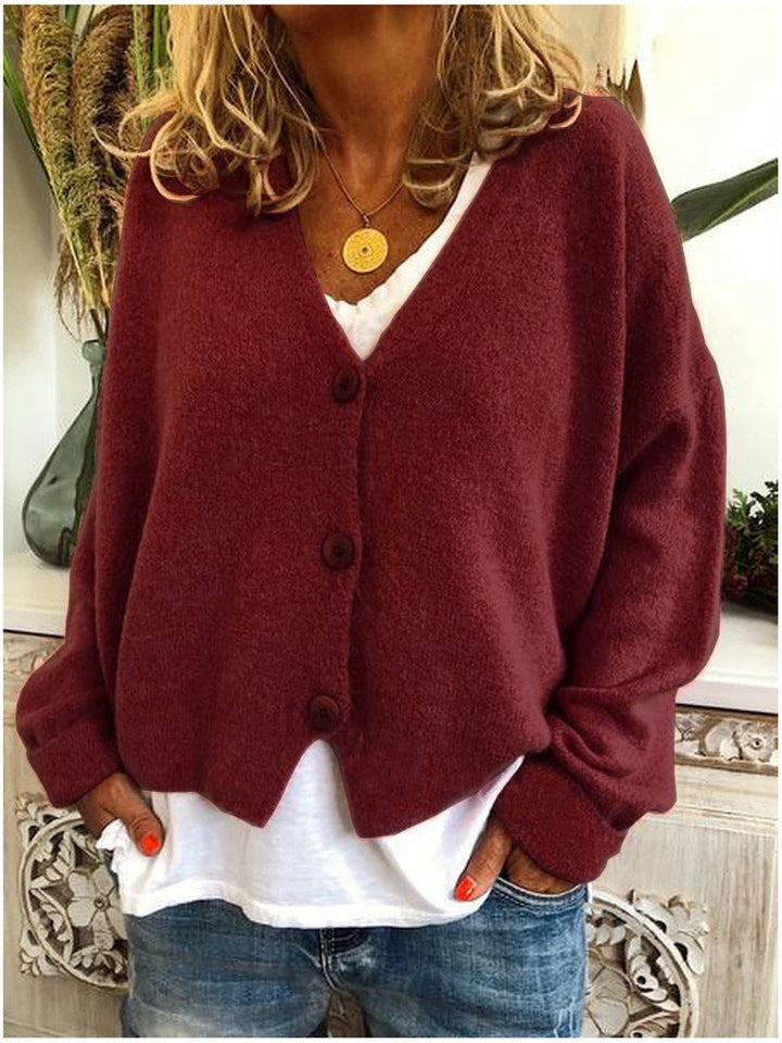 Tricot femme: cardigan boutonné col V, doux au toucher, coupe classique, essentiel garde-robe.
