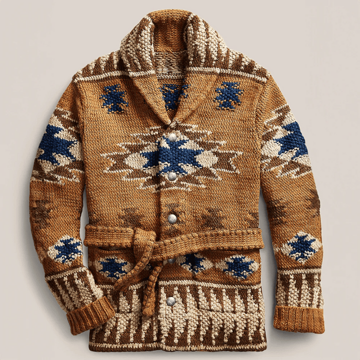 Cardigan homme Arman, style Ouest américain classique. Gilet élégant et confortable pour mode masculine hiver.