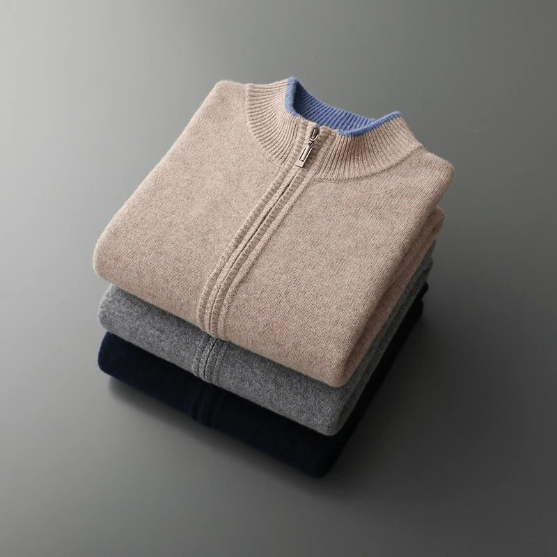 Cardigan homme polyvalent, pull zippé, style classique pour automne hiver.
