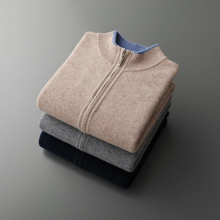 Cardigan homme polyvalent, pull zippé, style classique pour automne hiver.