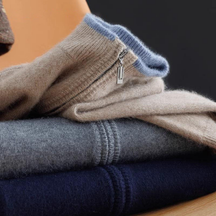 Cardigan homme noir, style classique, fermeture éclair robuste, mode masculine chic.