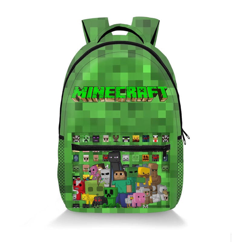 Cartable enfant Minecraft, design pixelisé. Sac d'école résistant et pratique, motifs jeu vidéo.