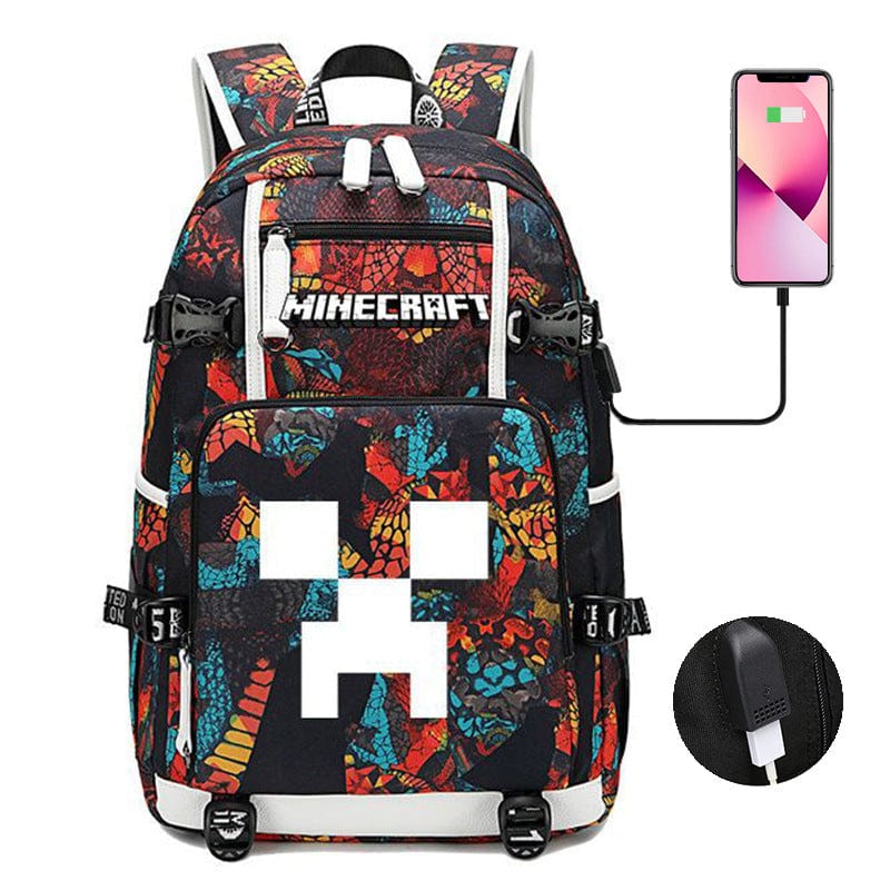 Cartable enfant Minecraft, design stylé, poches multiples, bretelles ajustables. Sac d'école idéal.