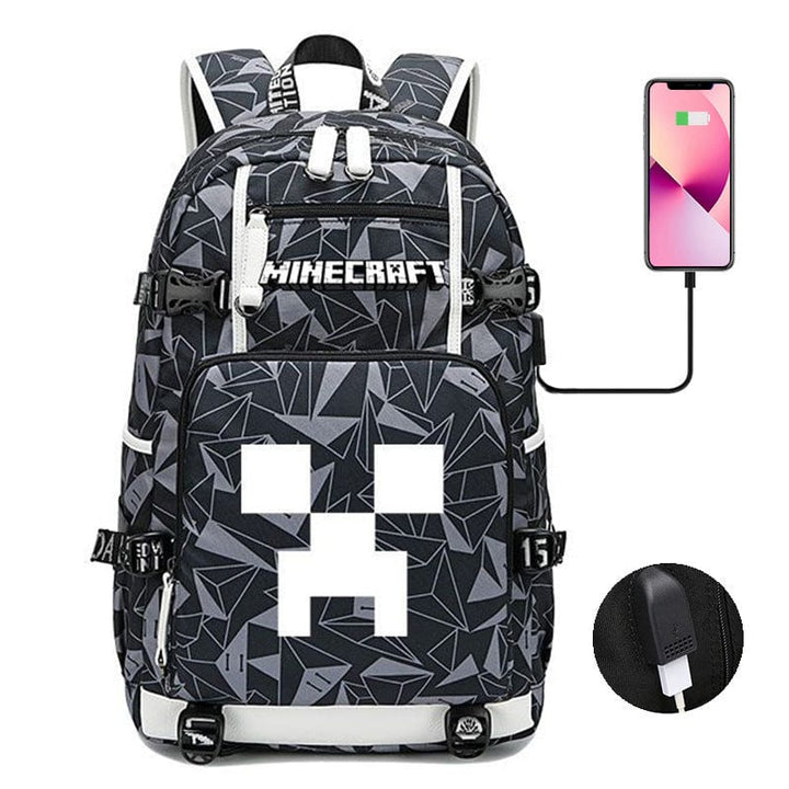 Cartable enfant Minecraft, design stylé, poches multiples, bretelles ajustables. Sac d'école idéal.
