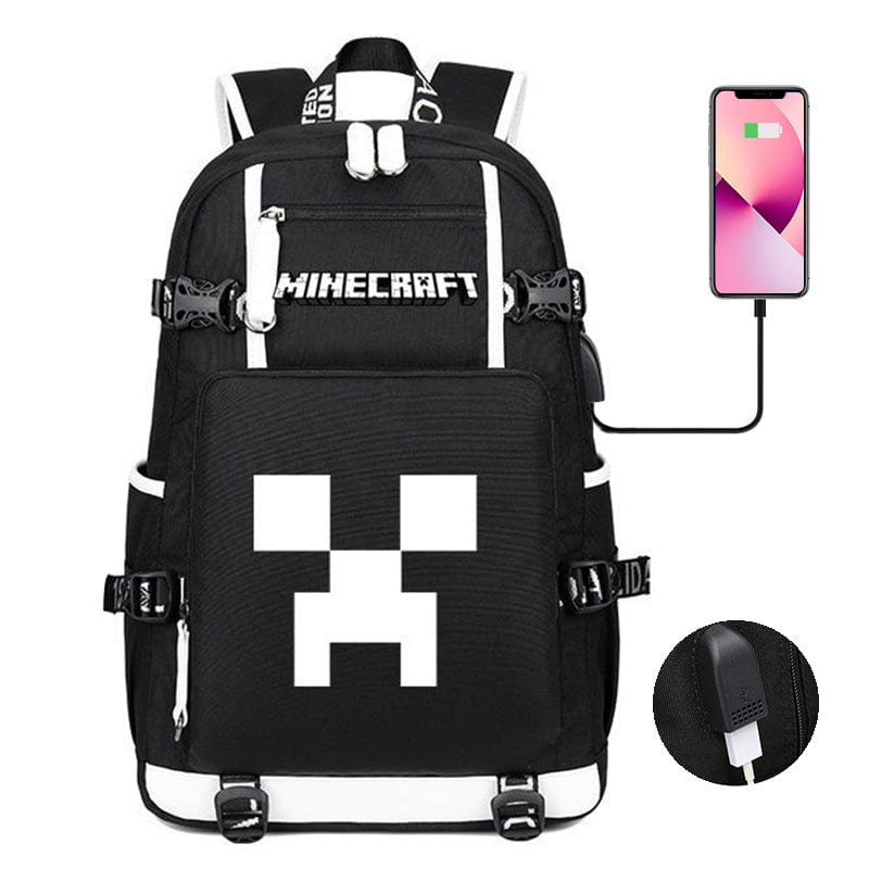 Cartable enfant Minecraft, design stylé, poches multiples, bretelles ajustables. Sac d'école idéal.