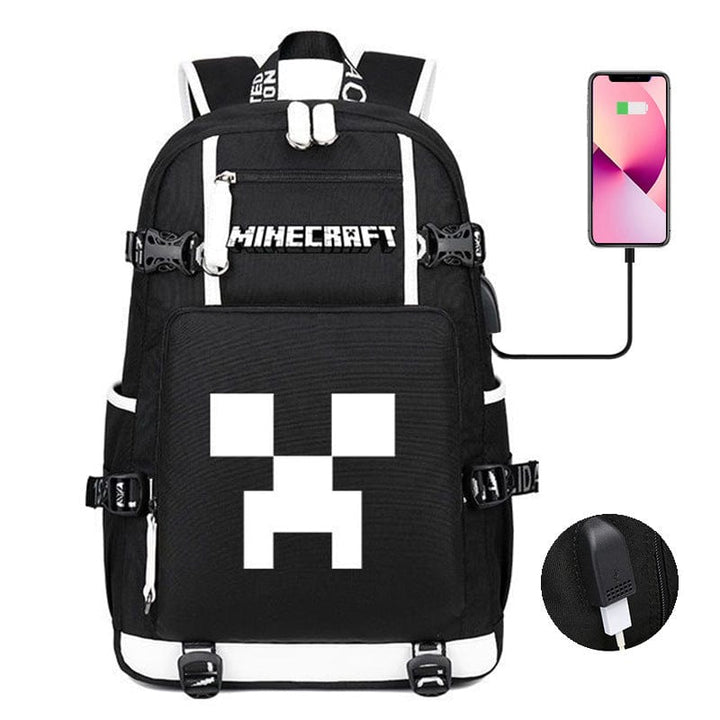 Cartable enfant Minecraft, design stylé, poches multiples, bretelles ajustables. Sac d'école idéal.