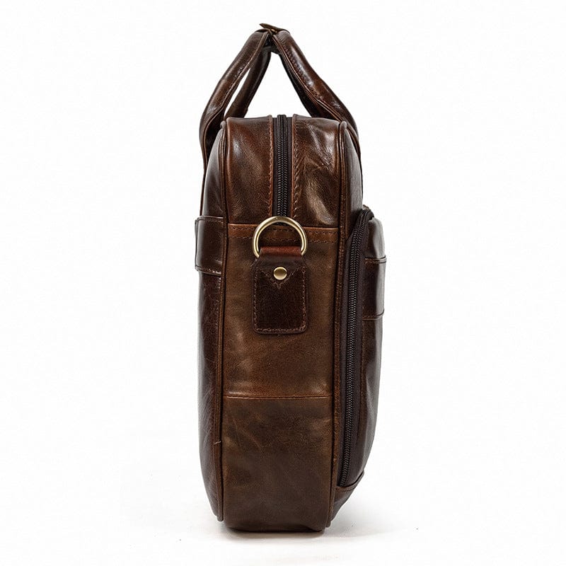Sac d'ordinateur portable en cuir noir, cartable professionnel élégant et spacieux