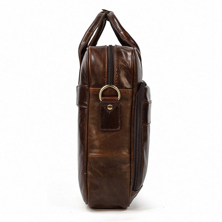 Sac d'ordinateur portable en cuir noir, cartable professionnel élégant et spacieux
