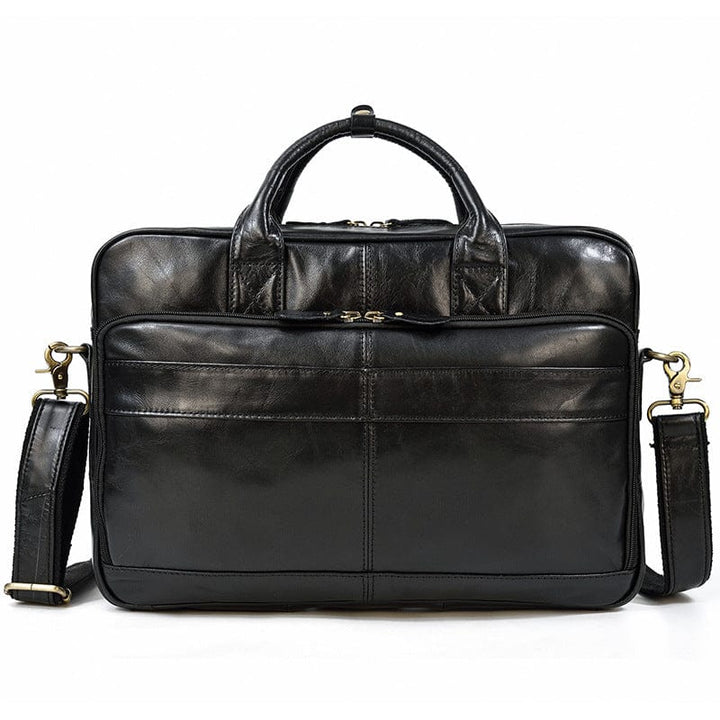 Sacoche élégante en cuir véritable, cartable noir pour ordinateur et documents de travail