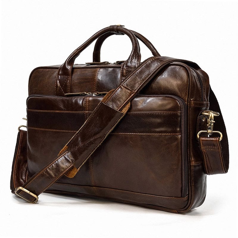 Cartable en cuir de qualité supérieure, sac professionnel marron ajustable pour ordinateur