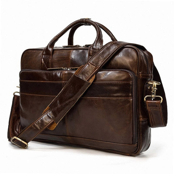 Cartable en cuir de qualité supérieure, sac professionnel marron ajustable pour ordinateur