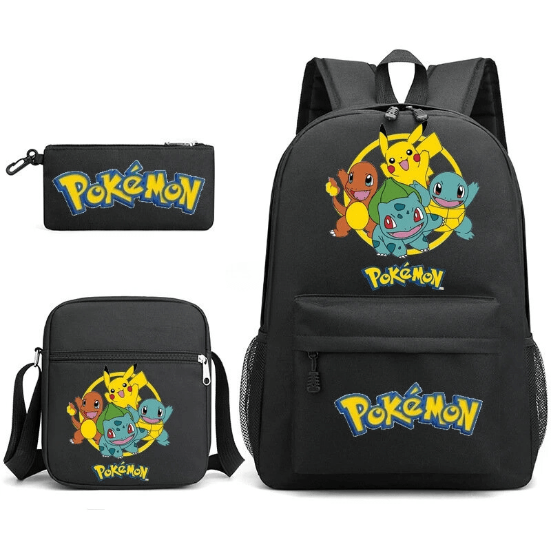 "Cartable Pokémon bleu étanche et coloré pour enfants avec personnages ludiques, idéal pour la rentrée scolaire."
