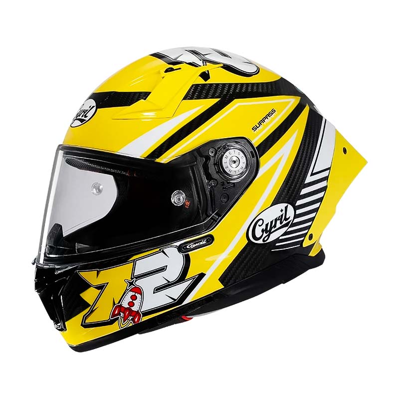 Casque moto intégral léger, fibre carbone.  Design aérodynamique, homologué DOT/ECE. Sécurité et confort.