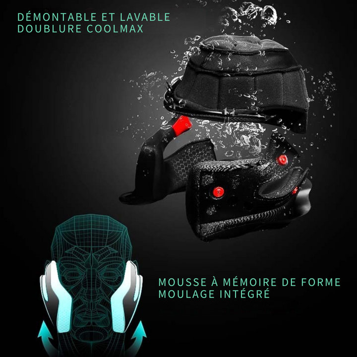 Casque moto intégral léger, fibre carbone.  Design aérodynamique, homologué DOT/ECE. Sécurité et confort.