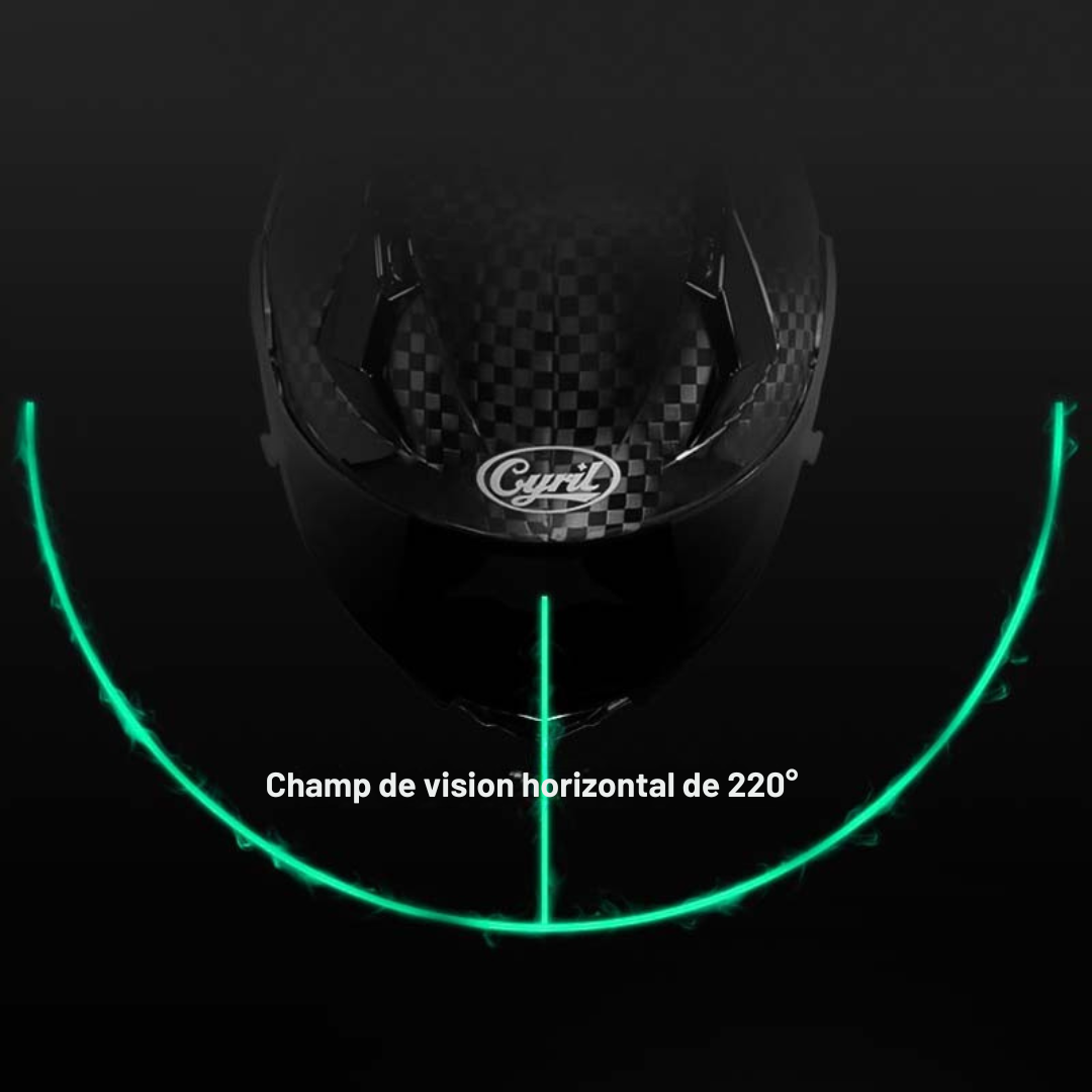 Casque moto intégral léger, fibre carbone.  Design aérodynamique, homologué DOT/ECE. Sécurité et confort.