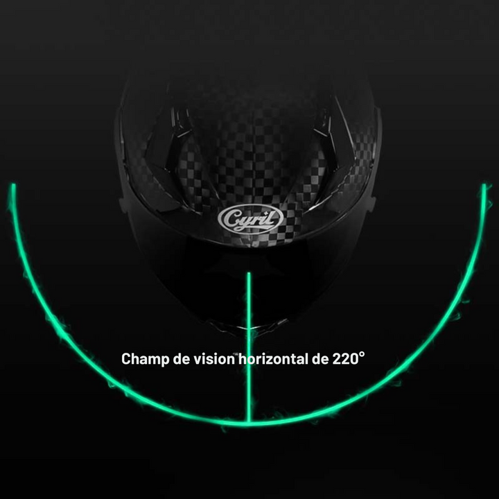 Casque moto intégral léger, fibre carbone.  Design aérodynamique, homologué DOT/ECE. Sécurité et confort.