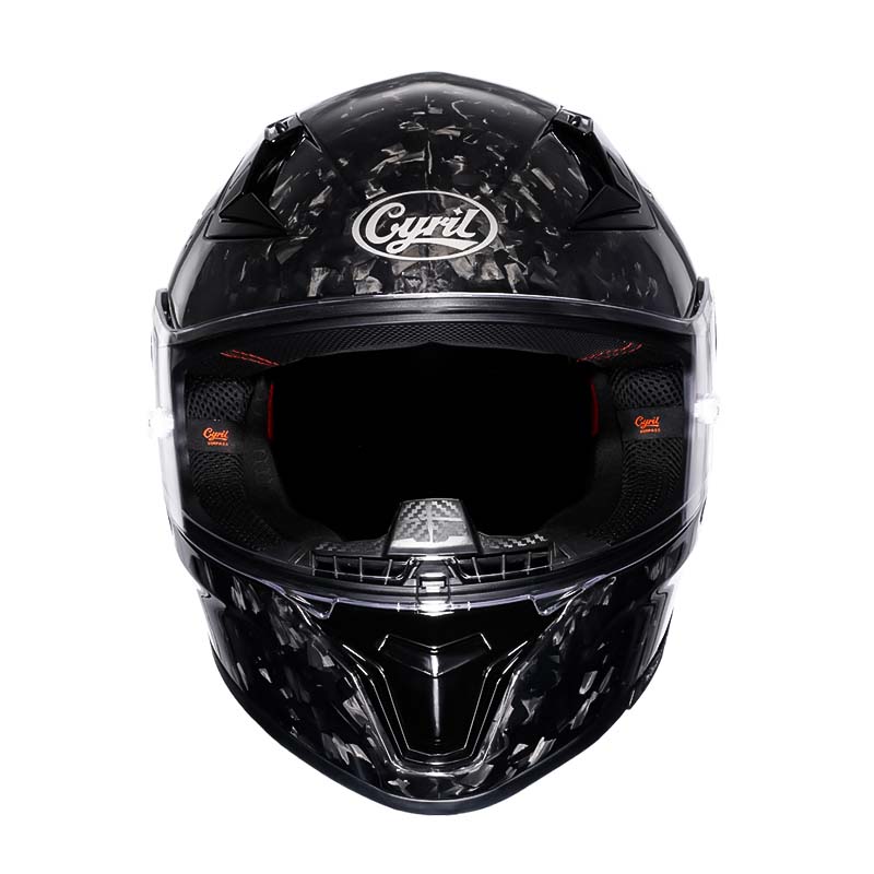 Casque moto intégral léger, fibre carbone.  Design aérodynamique, homologué DOT/ECE. Sécurité et confort.