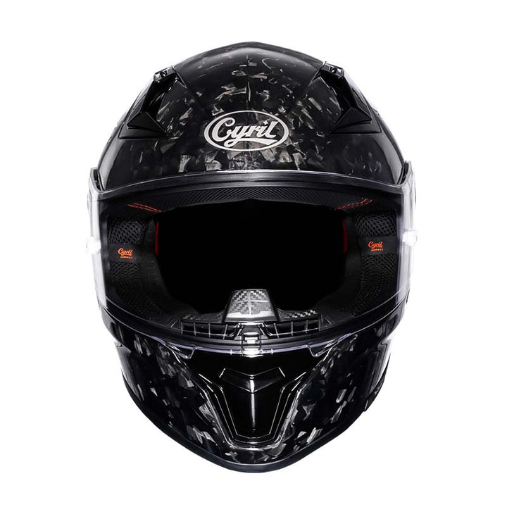 Casque moto intégral léger, fibre carbone.  Design aérodynamique, homologué DOT/ECE. Sécurité et confort.