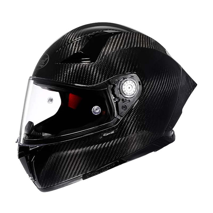 Casque moto intégral léger, fibre carbone.  Design aérodynamique, homologué DOT/ECE. Sécurité et confort.