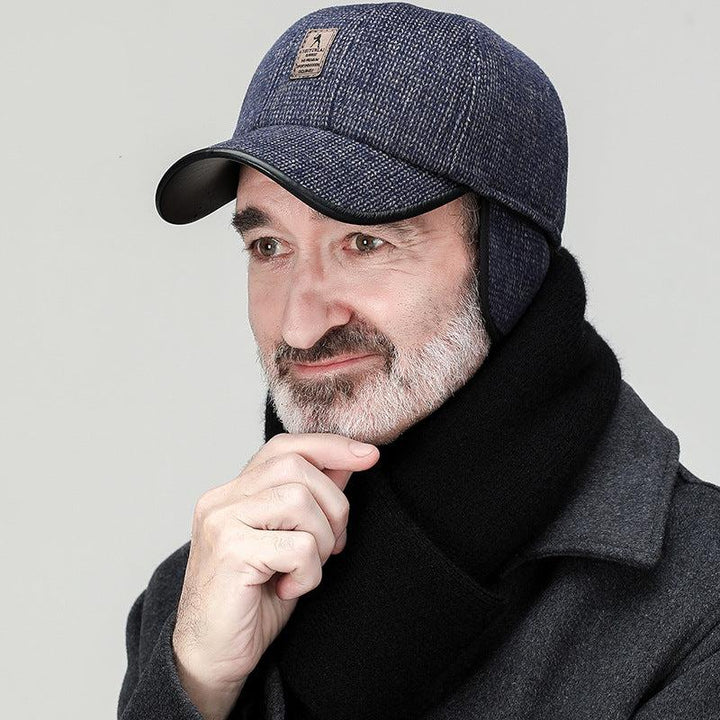 "Casquette d'hiver homme avec rabats d'oreilles intégrés, texture tricotée grise, pour style et protection contre le froid"