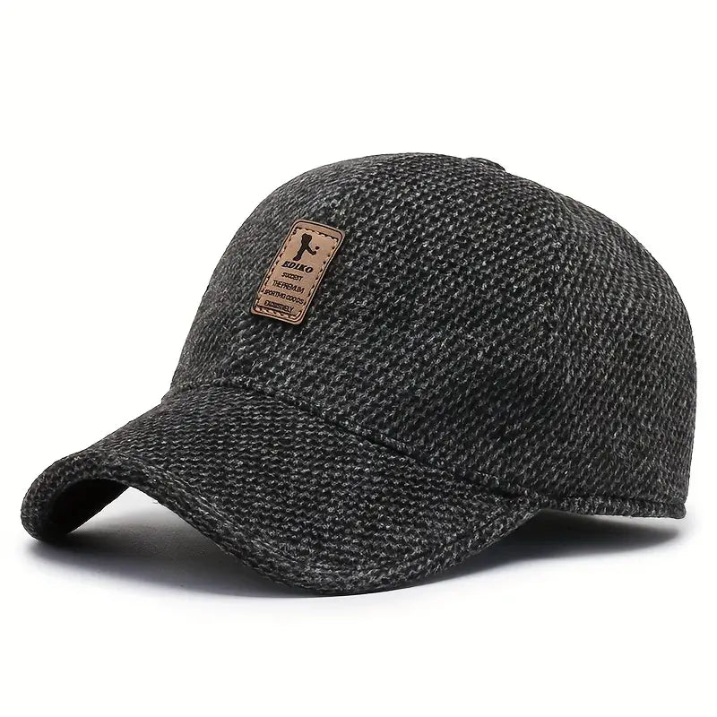 "Casquette d'hiver homme avec rabats d'oreilles intégrés, texture tricotée grise, pour style et protection contre le froid"