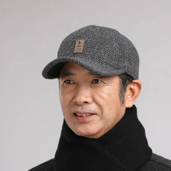 "Casquette d'hiver homme avec rabats d'oreilles intégrés, texture tricotée grise, pour style et protection contre le froid"