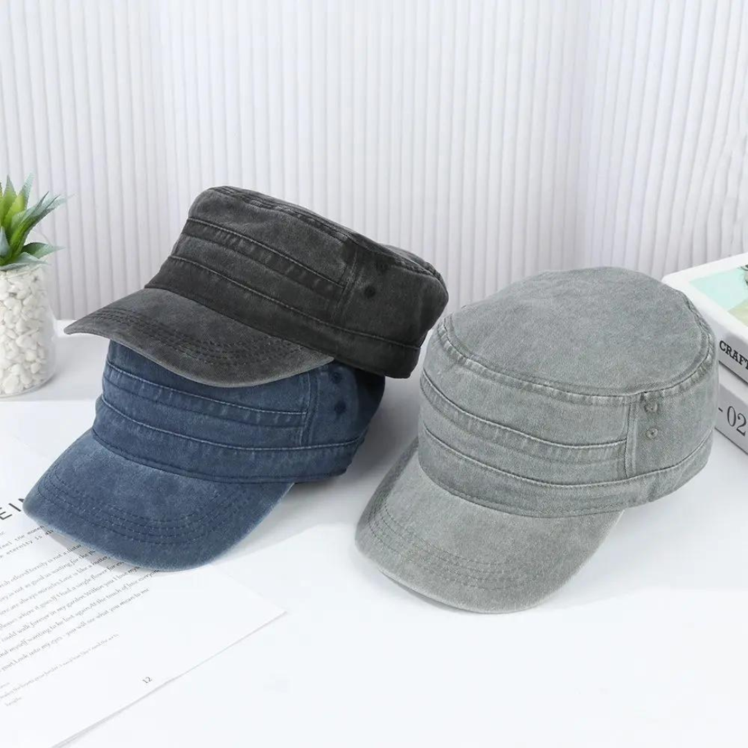 "Casquette militaire rétro homme ajustable, vue de profil, couleur kaki, design vintage moderne, matériau respirant."