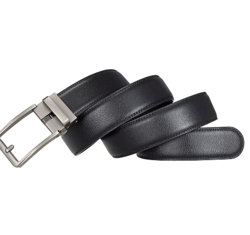 Ceinture en cuir ajustable sans trou, élégante avec finitions soignées, en noir et marron pour style moderne et confort optim