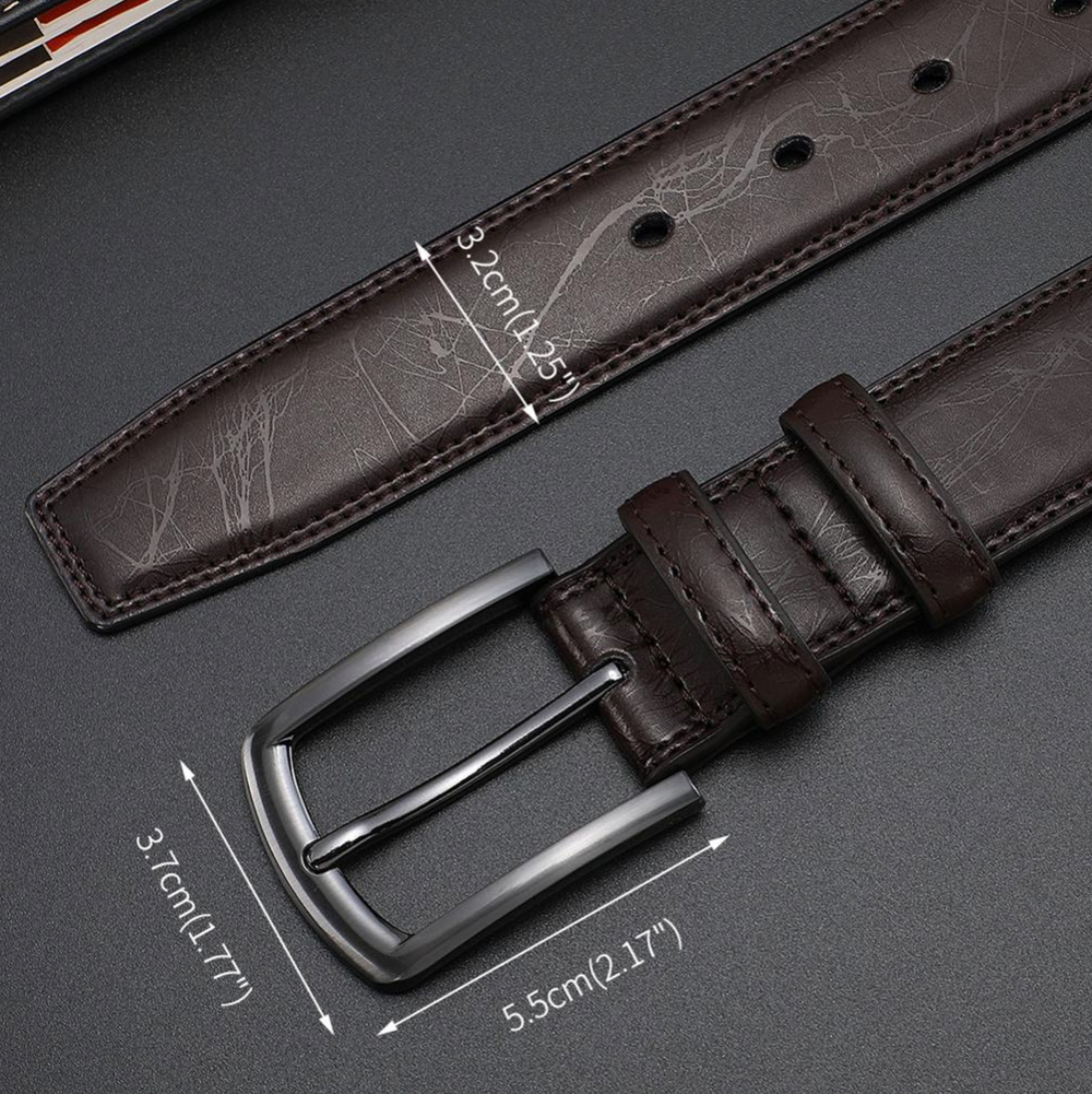 Ceinture en cuir marron pour homme avec boucle argentée, design intemporel et élégant, idéale pour tenues formelles ou décont